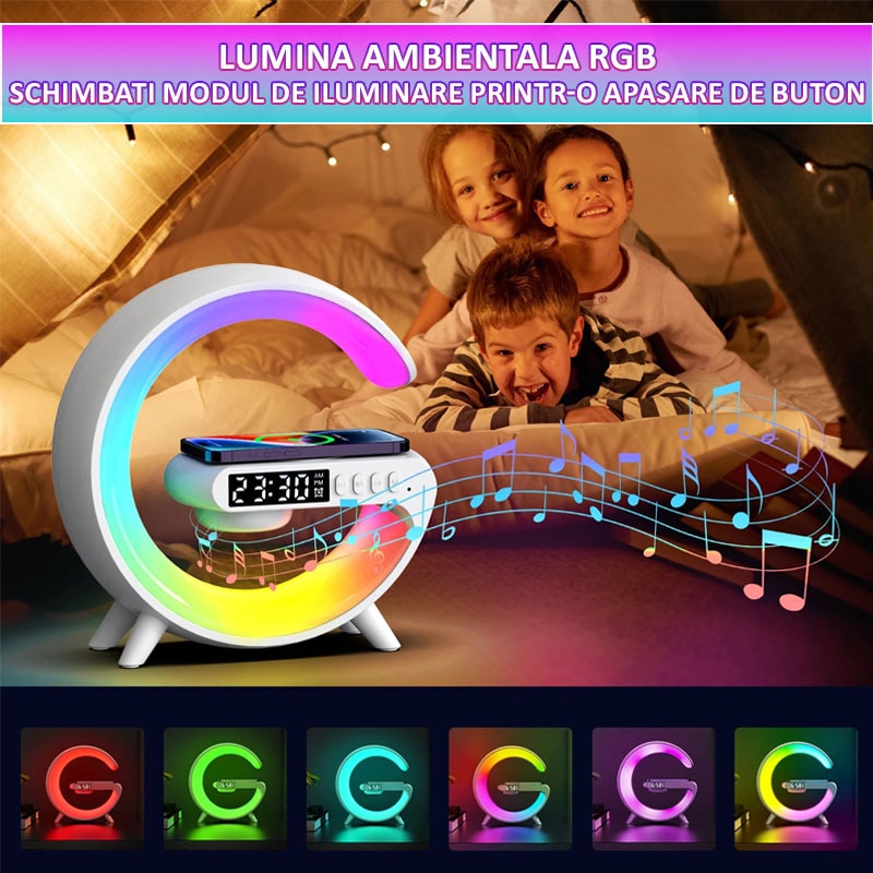 Lampa decorativa multifunctionala cu incarcare wireless 15W