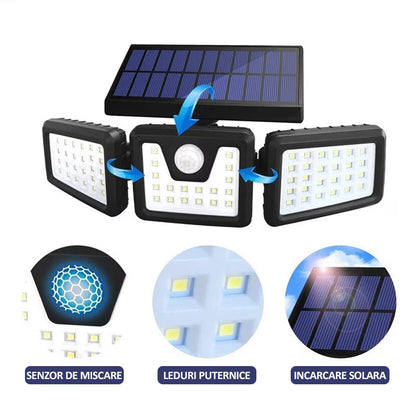 Lampa tripla cu incarcare solara